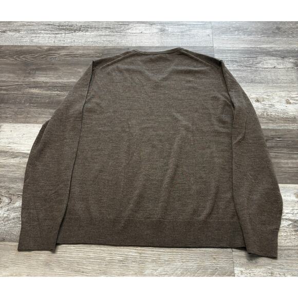 Banana Republic Earthy Brown Mens Large Merino Wool Long Sleeve V-Neck Sweater - Picture 2 of 8